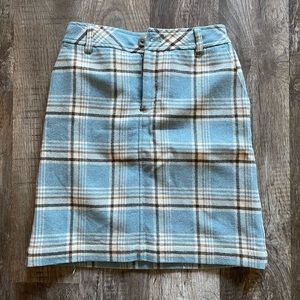 Vintage Eddie Bauer wool skirt size 4 size 2 blue brown plaid